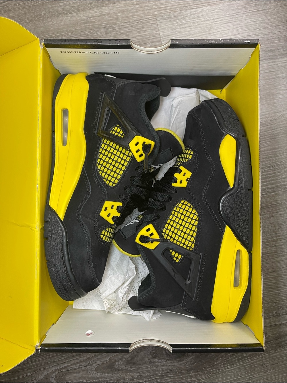Jordan 4 “Black Thunder” Size 6.5 In Youth